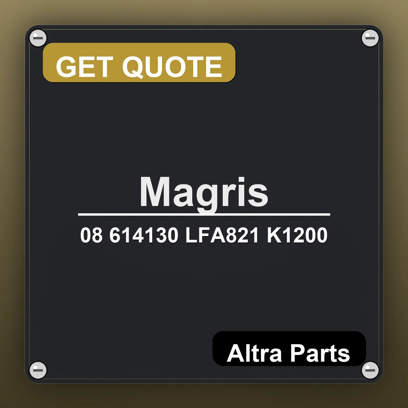Magris 08 614130 LFA821 K1200 industrial nameplate style image – Altra Parts. GET QUOTE.