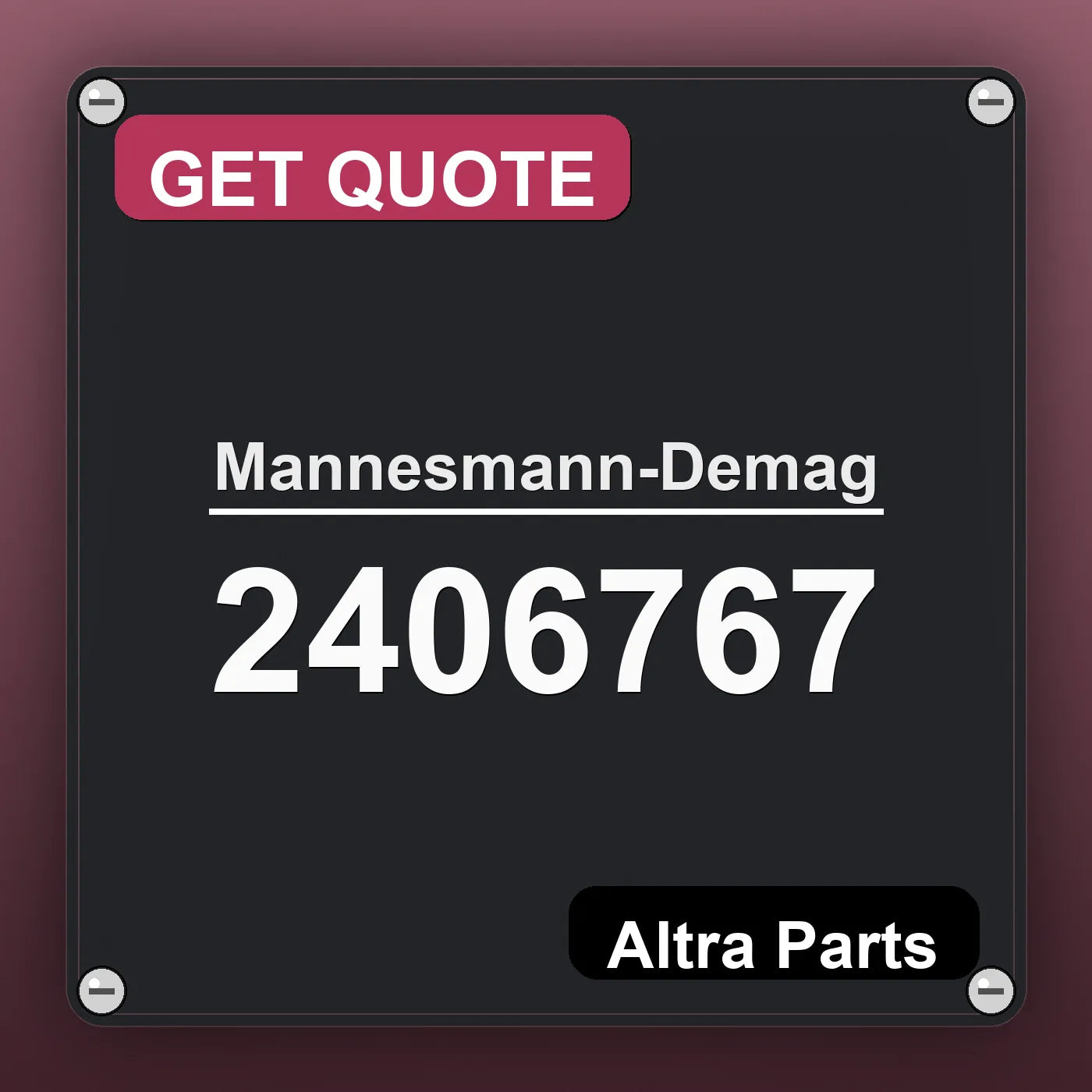 Mannesmann-Demag 2406767 industrial nameplate style image – Altra Parts. GET QUOTE.