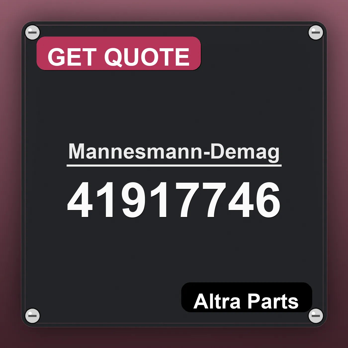 Mannesmann-Demag 41917746 industrial nameplate style image – Altra Parts. GET QUOTE.