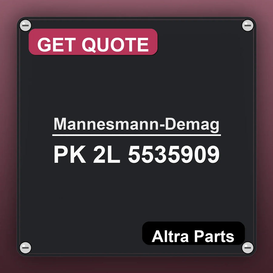 Mannesmann-Demag PK 2L 5535909 industrial nameplate style image – Altra Parts. GET QUOTE.