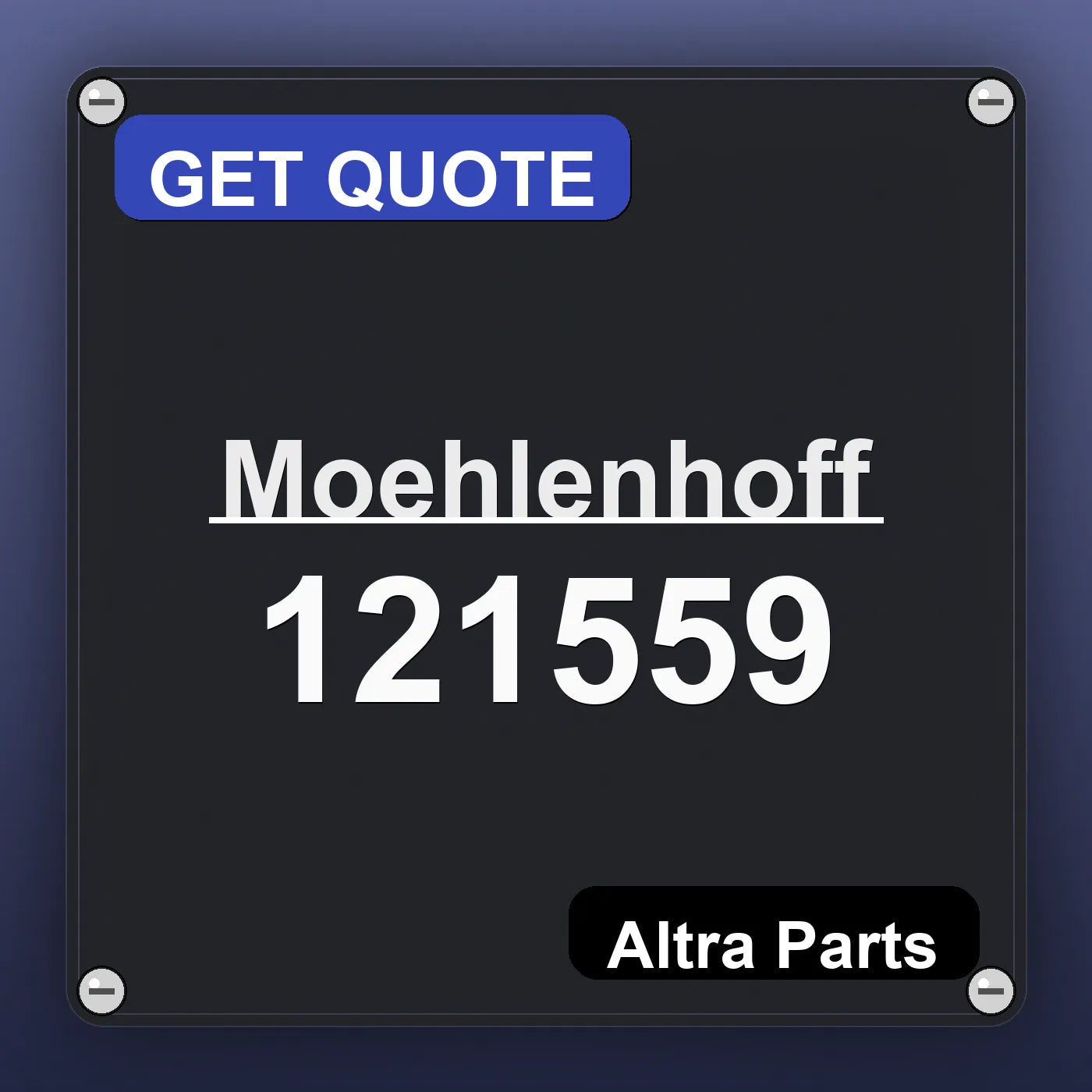 Moehlenhoff 121559 industrial nameplate style image – Altra Parts. GET QUOTE.