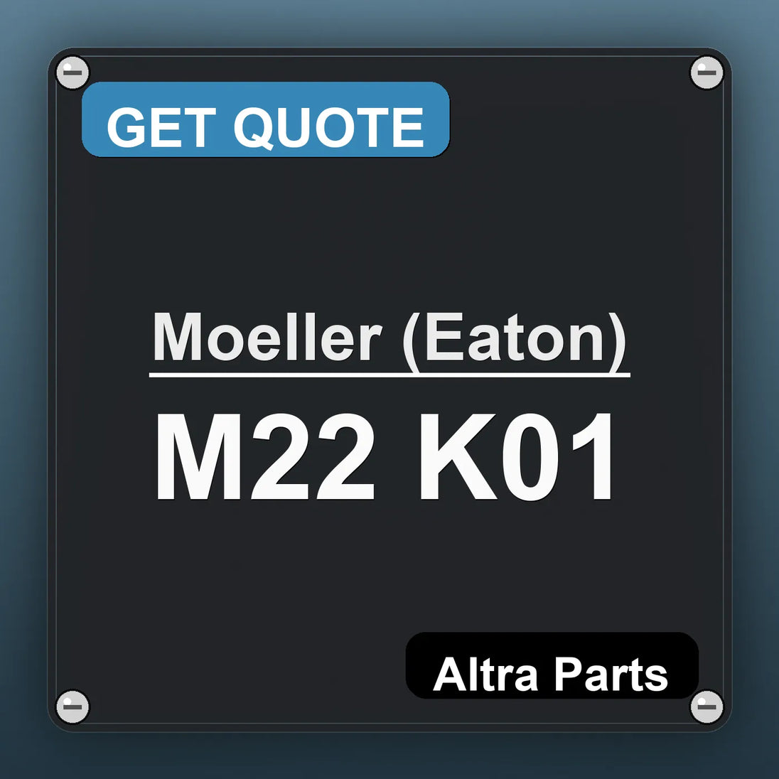 Moeller (Eaton) M22 K01 industrial nameplate style image – Altra Parts. GET QUOTE.