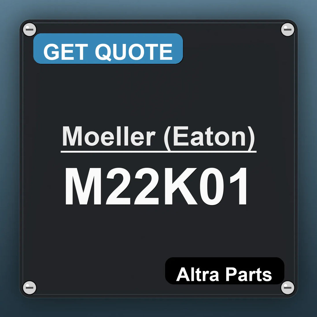 Moeller (Eaton) M22K01 industrial nameplate style image – Altra Parts. GET QUOTE.