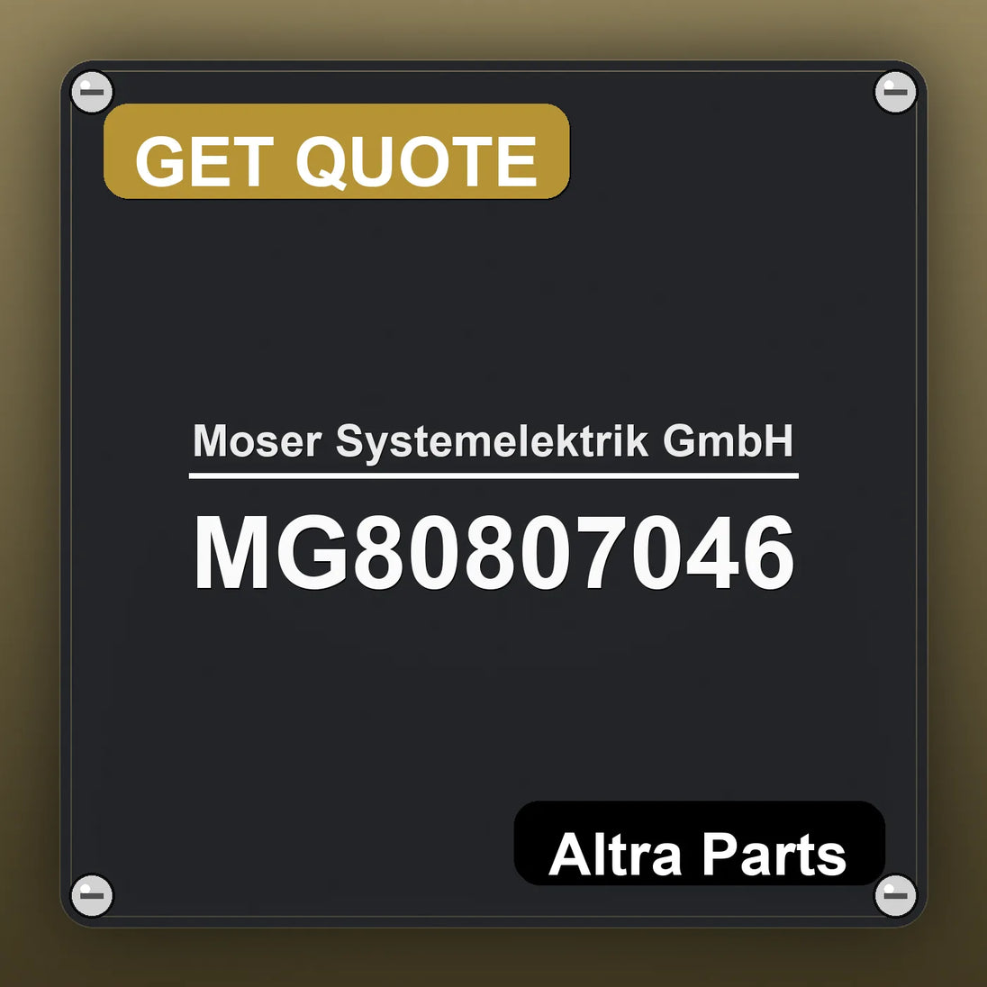 Moser Systemelektrik GmbH MG80807046 industrial nameplate style image – Altra Parts. GET QUOTE.