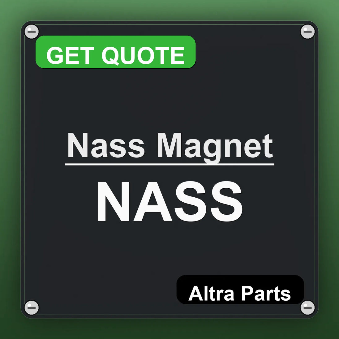 Nass Magnet NASS industrial nameplate style image – Altra Parts. GET QUOTE.