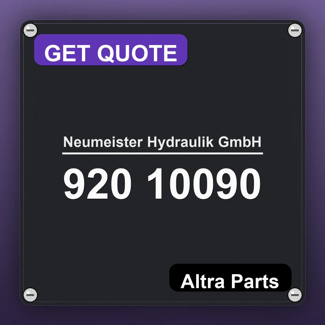 Neumeister Hydraulik GmbH 920 10090 industrial nameplate style image – Altra Parts. GET QUOTE.