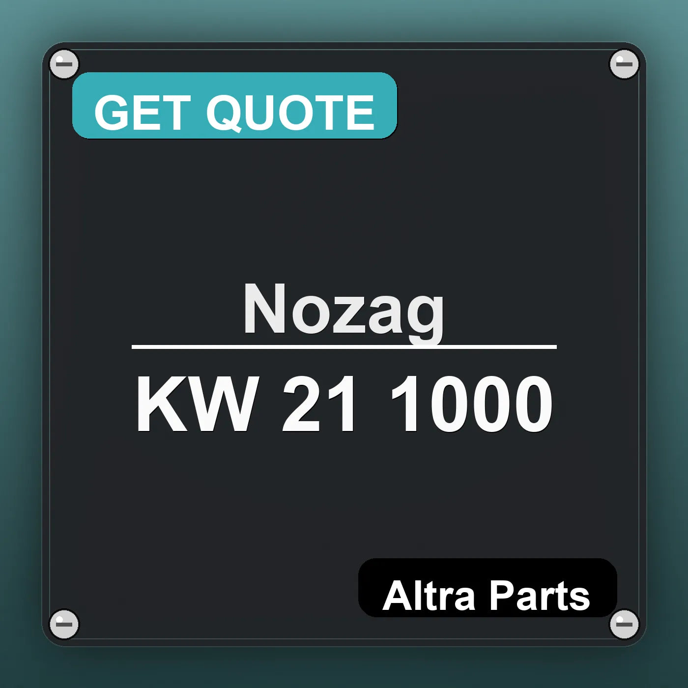 Nozag KW 21 1000 industrial nameplate style image – Altra Parts. GET QUOTE.