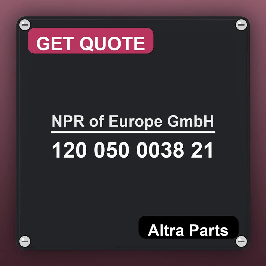 NPR of Europe GmbH 120 050 0038 21 industrial nameplate style image – Altra Parts. GET QUOTE.