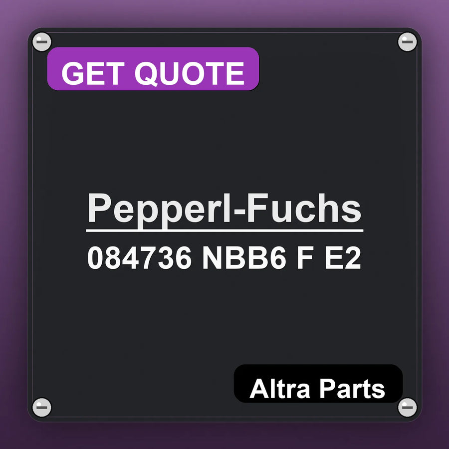 Pepperl-Fuchs 084736 NBB6 F E2 industrial nameplate style image – Altra Parts. GET QUOTE.