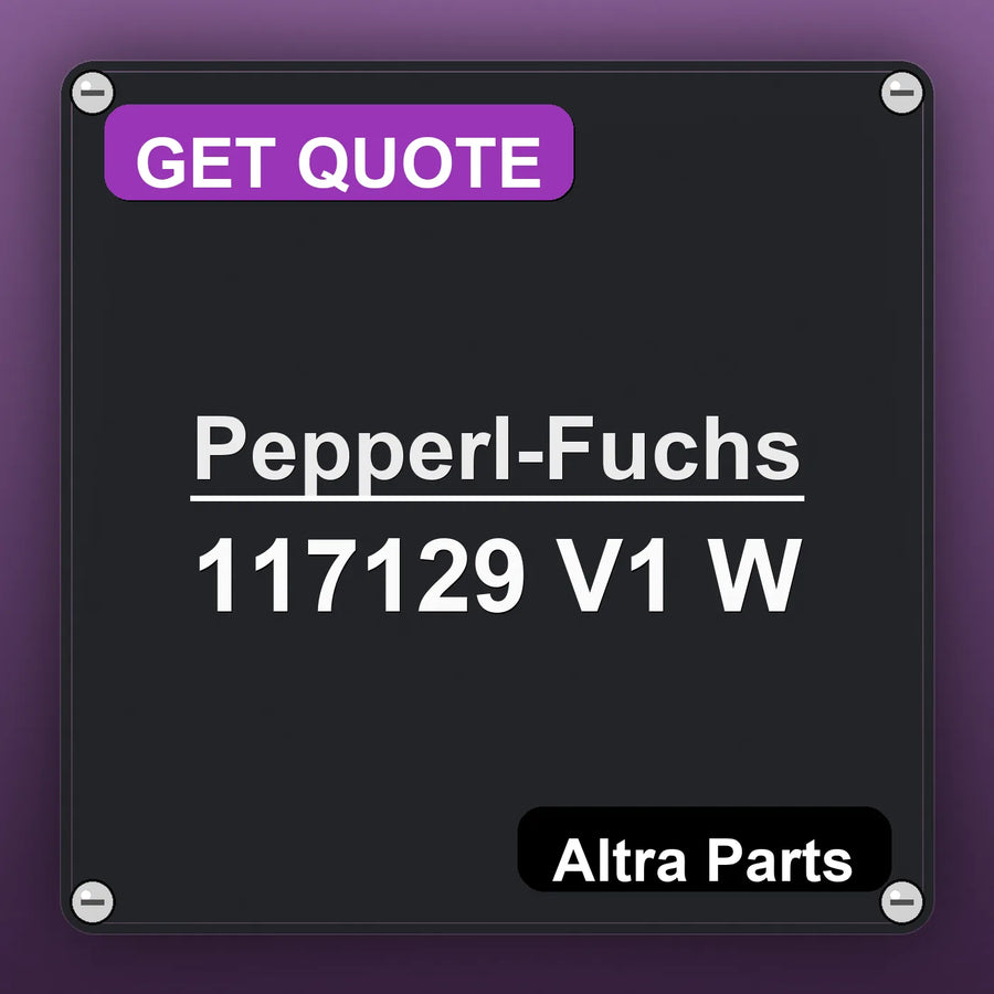 Pepperl-Fuchs 117129 V1 W industrial nameplate style image – Altra Parts. GET QUOTE.