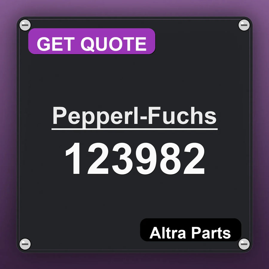 Pepperl-Fuchs 123982 industrial nameplate style image – Altra Parts. GET QUOTE.
