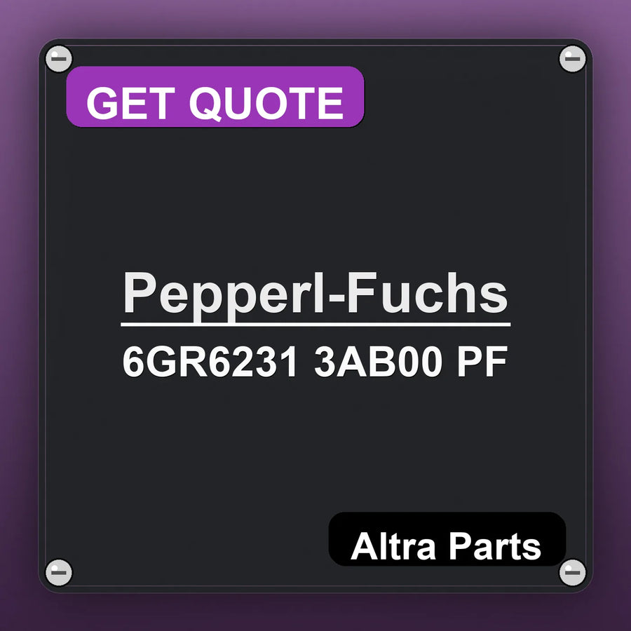 Pepperl-Fuchs 6GR6231 3AB00 PF industrial nameplate style image – Altra Parts. GET QUOTE.