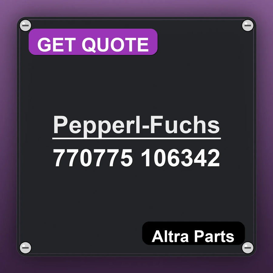 Pepperl-Fuchs 770775 106342 industrial nameplate style image – Altra Parts. GET QUOTE.