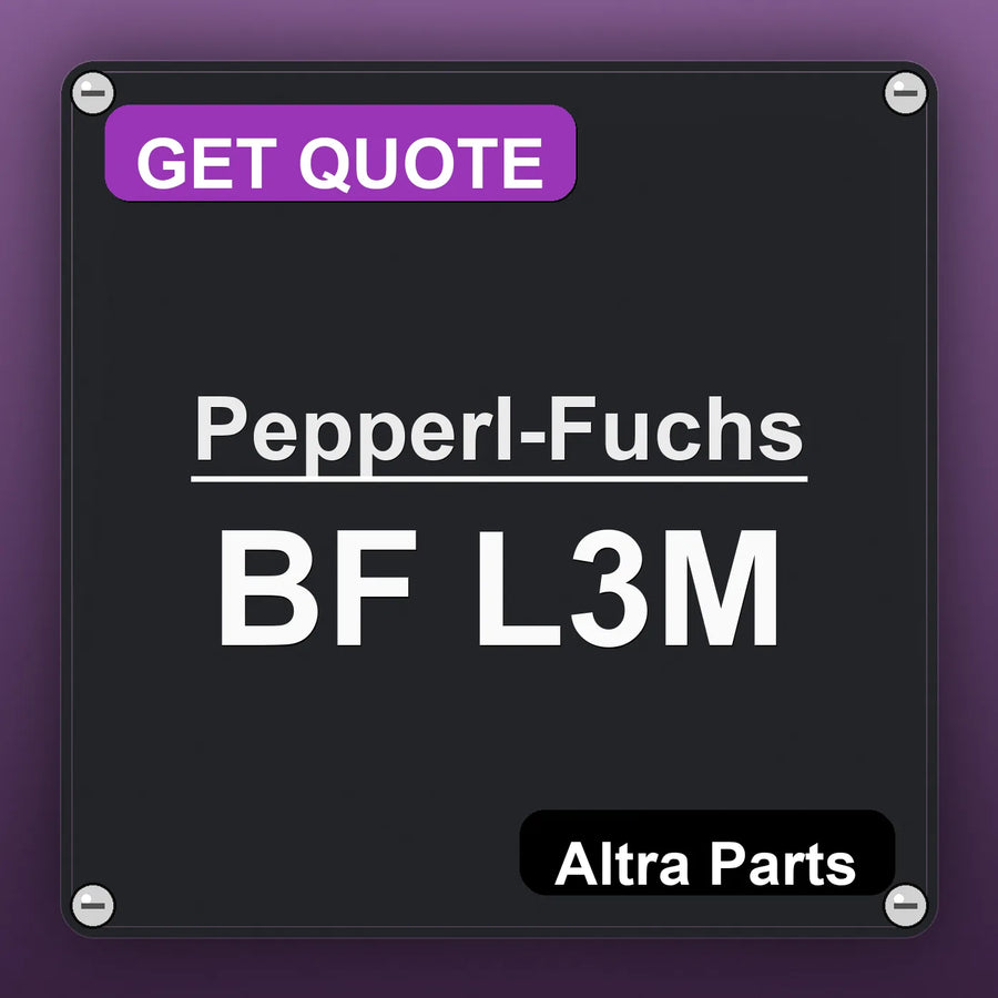 Pepperl-Fuchs BF L3M industrial nameplate style image – Altra Parts. GET QUOTE.