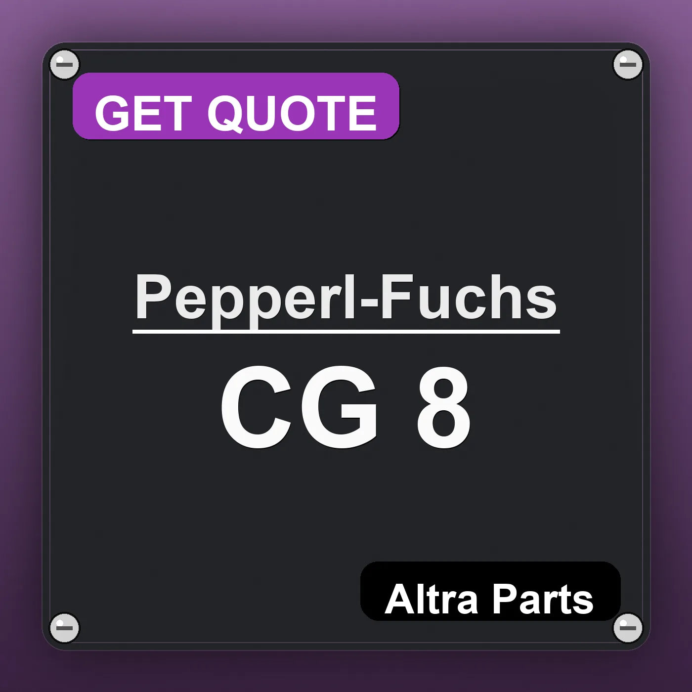 Pepperl-Fuchs CG 8 industrial nameplate style image – Altra Parts. GET QUOTE.
