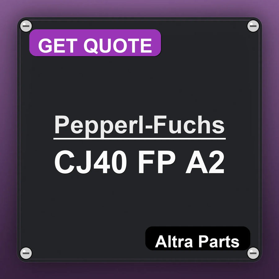 Pepperl-Fuchs CJ40 FP A2 industrial nameplate style image – Altra Parts. GET QUOTE.