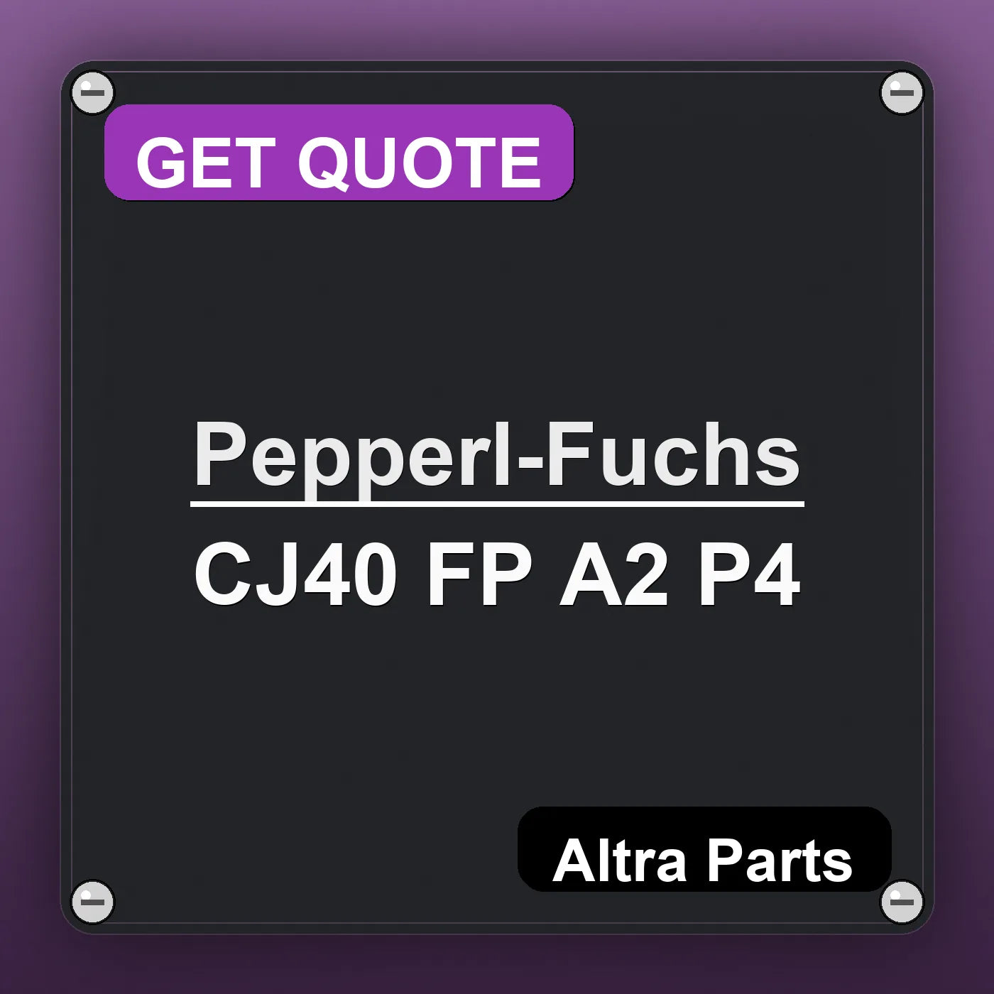 Pepperl-Fuchs CJ40 FP A2 P4 industrial nameplate style image – Altra Parts. GET QUOTE.