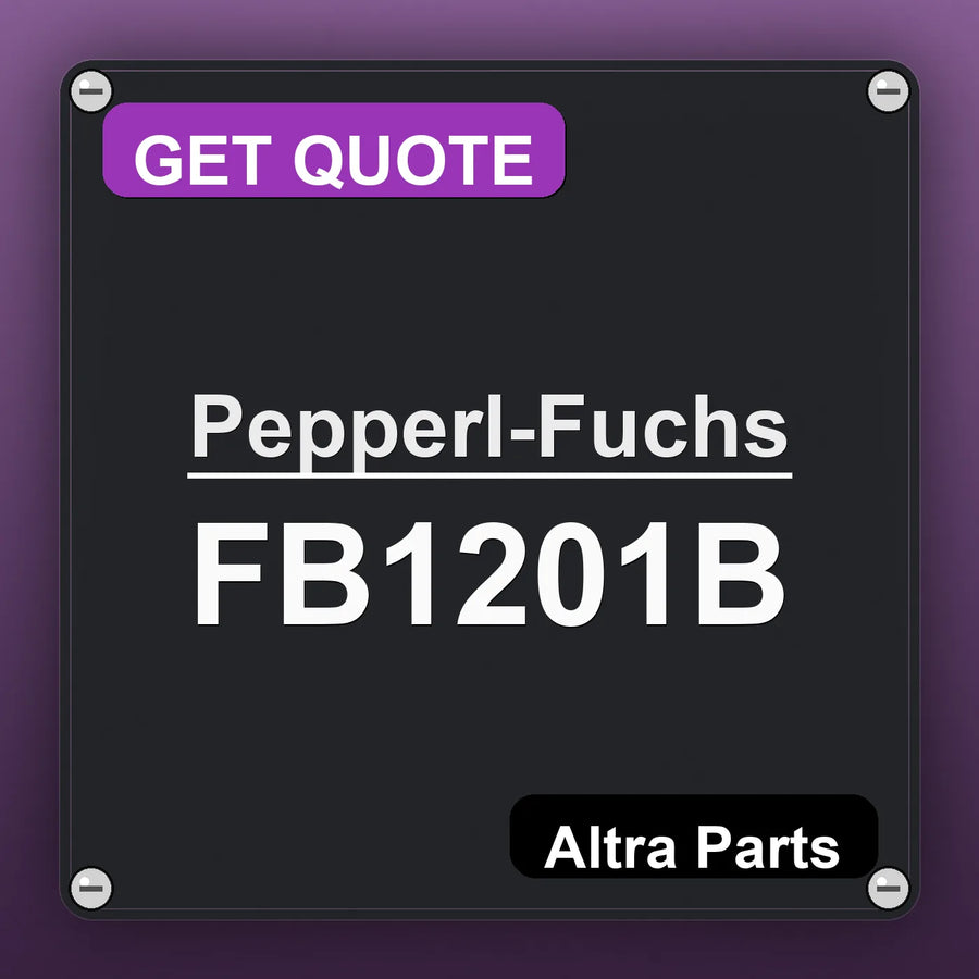 Pepperl-Fuchs FB1201B industrial nameplate style image – Altra Parts. GET QUOTE.