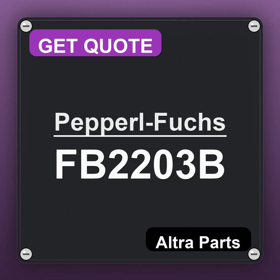 Pepperl-Fuchs FB2203B industrial nameplate style image – Altra Parts. GET QUOTE.