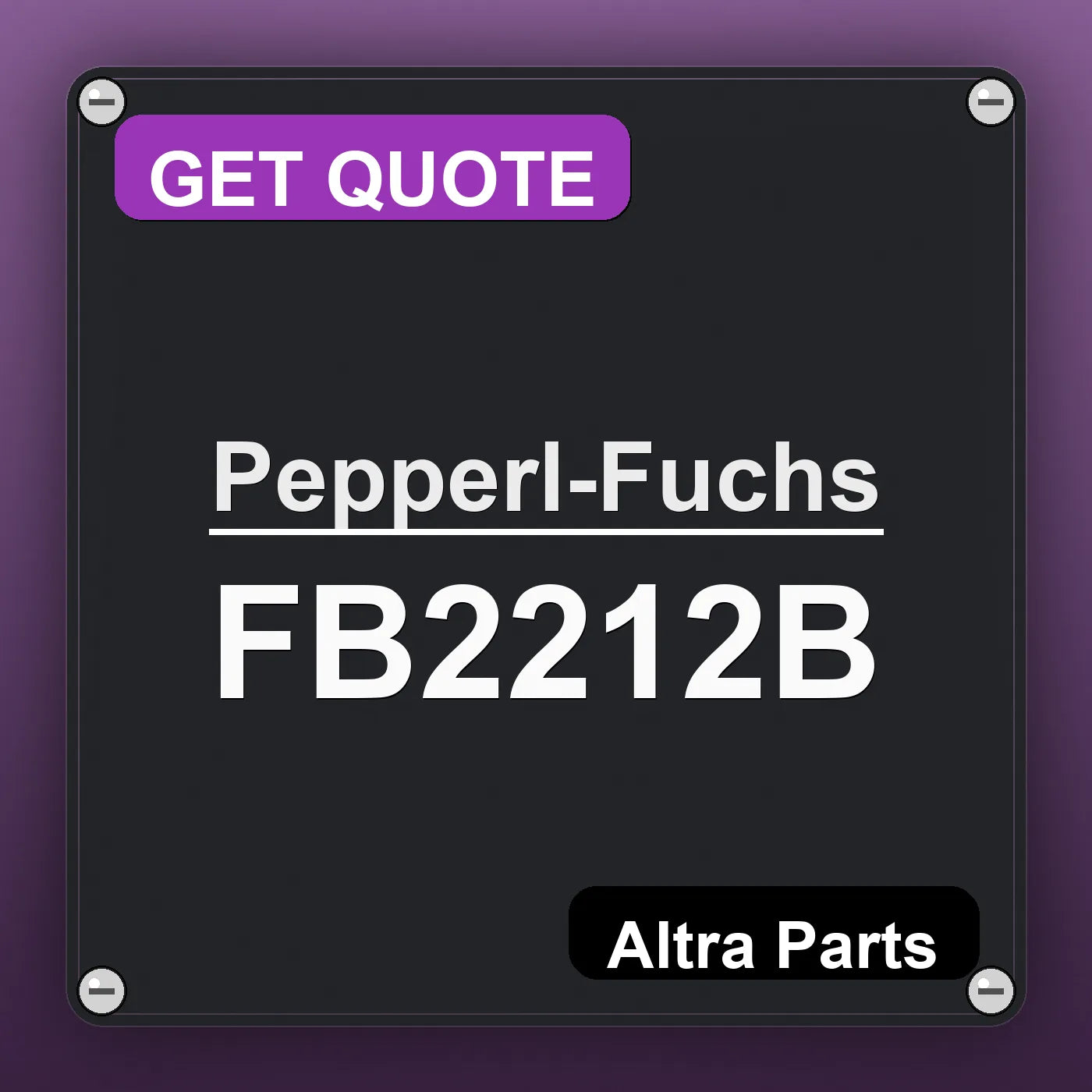 Pepperl-Fuchs FB2212B industrial nameplate style image – Altra Parts. GET QUOTE.