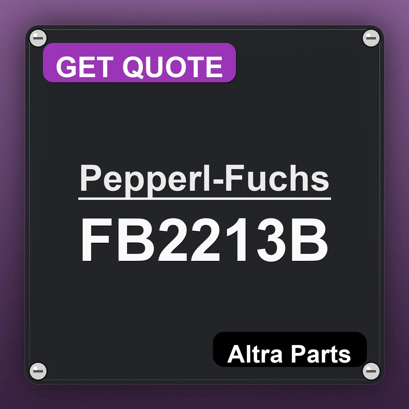 Pepperl-Fuchs FB2213B industrial nameplate style image – Altra Parts. GET QUOTE.