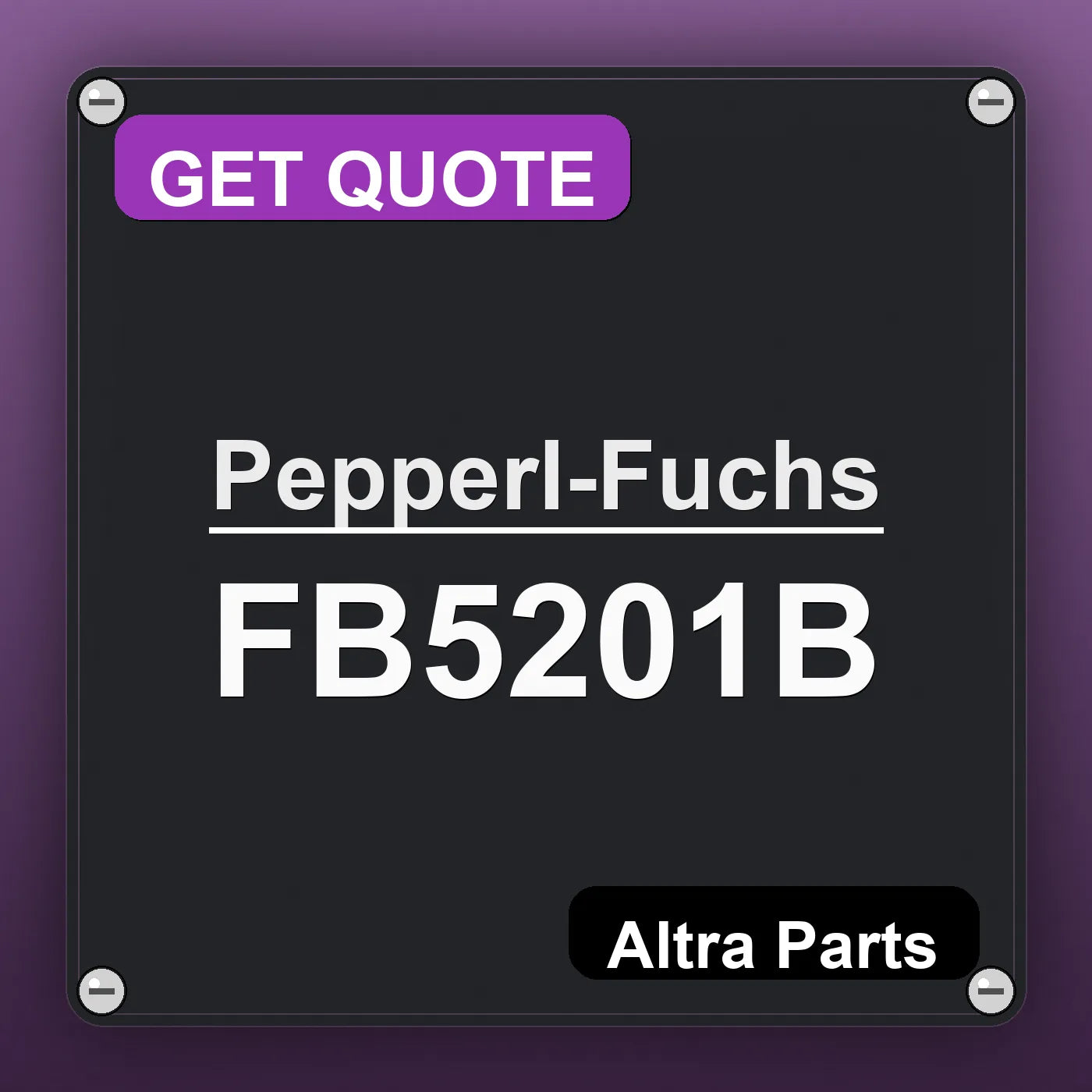 Pepperl-Fuchs FB5201B industrial nameplate style image – Altra Parts. GET QUOTE.