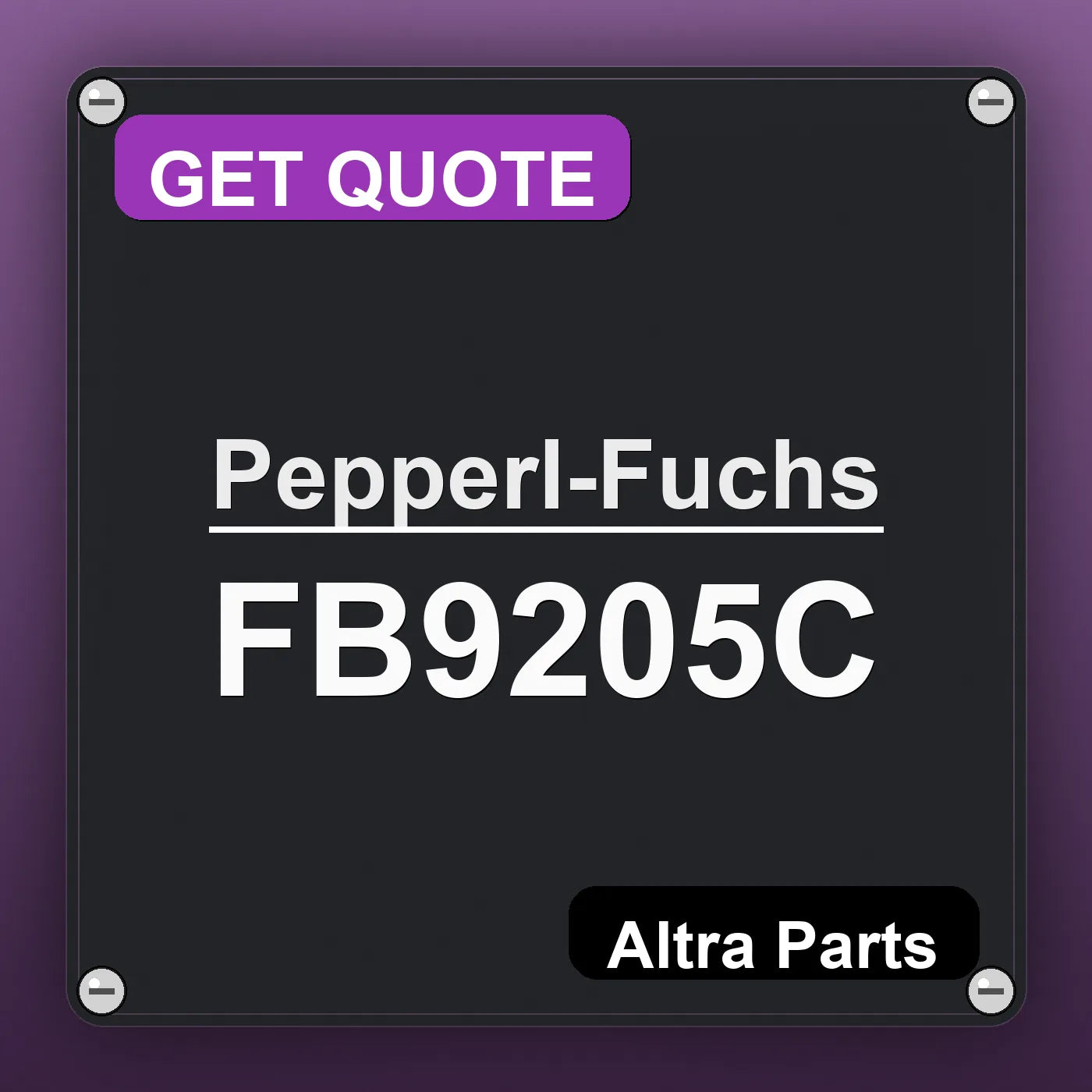 Pepperl-Fuchs FB9205C industrial nameplate style image – Altra Parts. GET QUOTE.