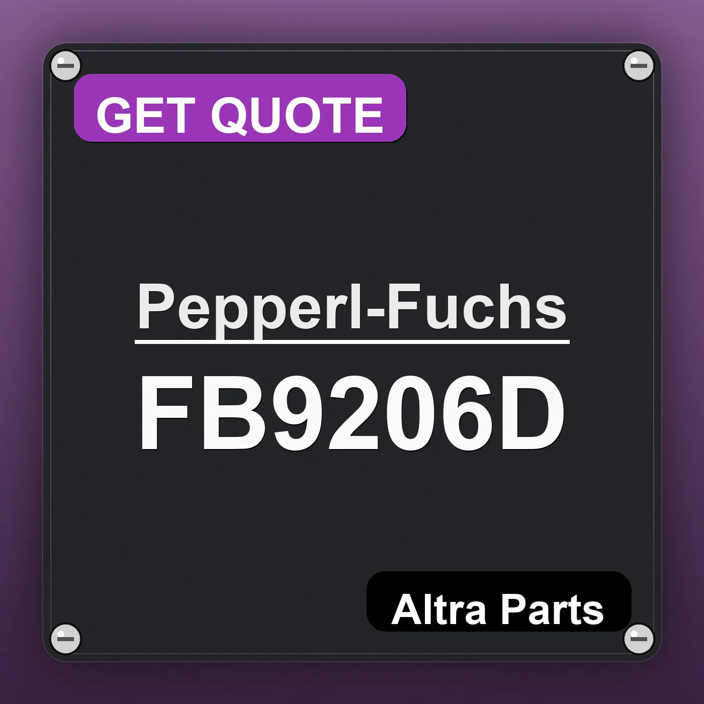 Pepperl-Fuchs FB9206D industrial nameplate style image – Altra Parts. GET QUOTE.