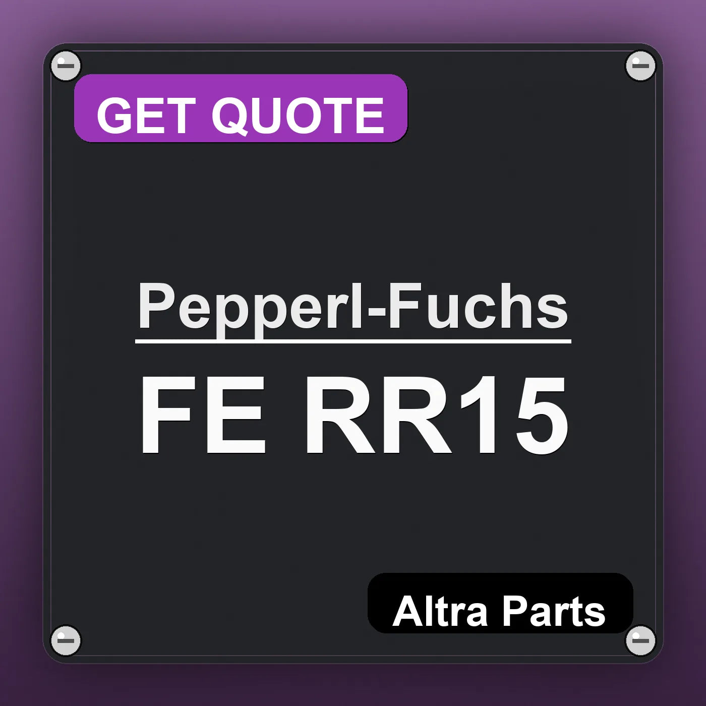 Pepperl-Fuchs FE RR15 industrial nameplate style image – Altra Parts. GET QUOTE.