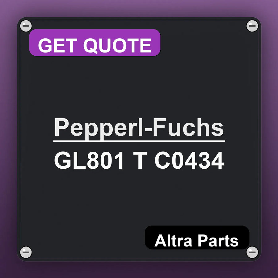 Pepperl-Fuchs GL801 T C0434 industrial nameplate style image – Altra Parts. GET QUOTE.