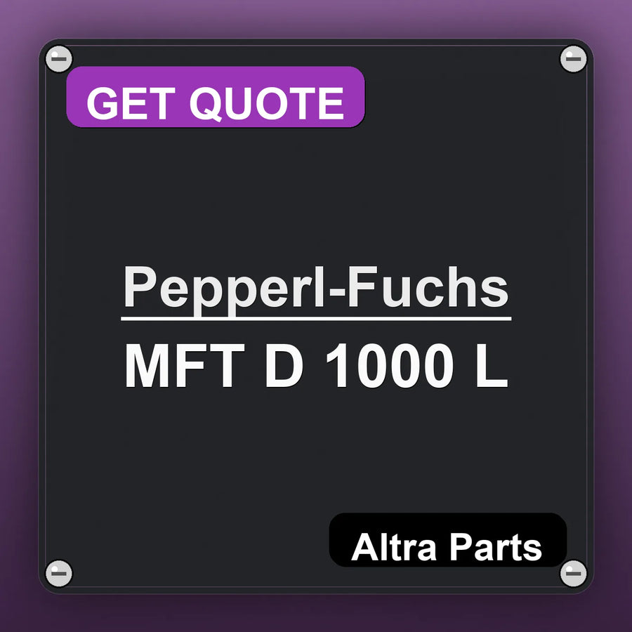 Pepperl-Fuchs MFT D 1000 L industrial nameplate style image – Altra Parts. GET QUOTE.