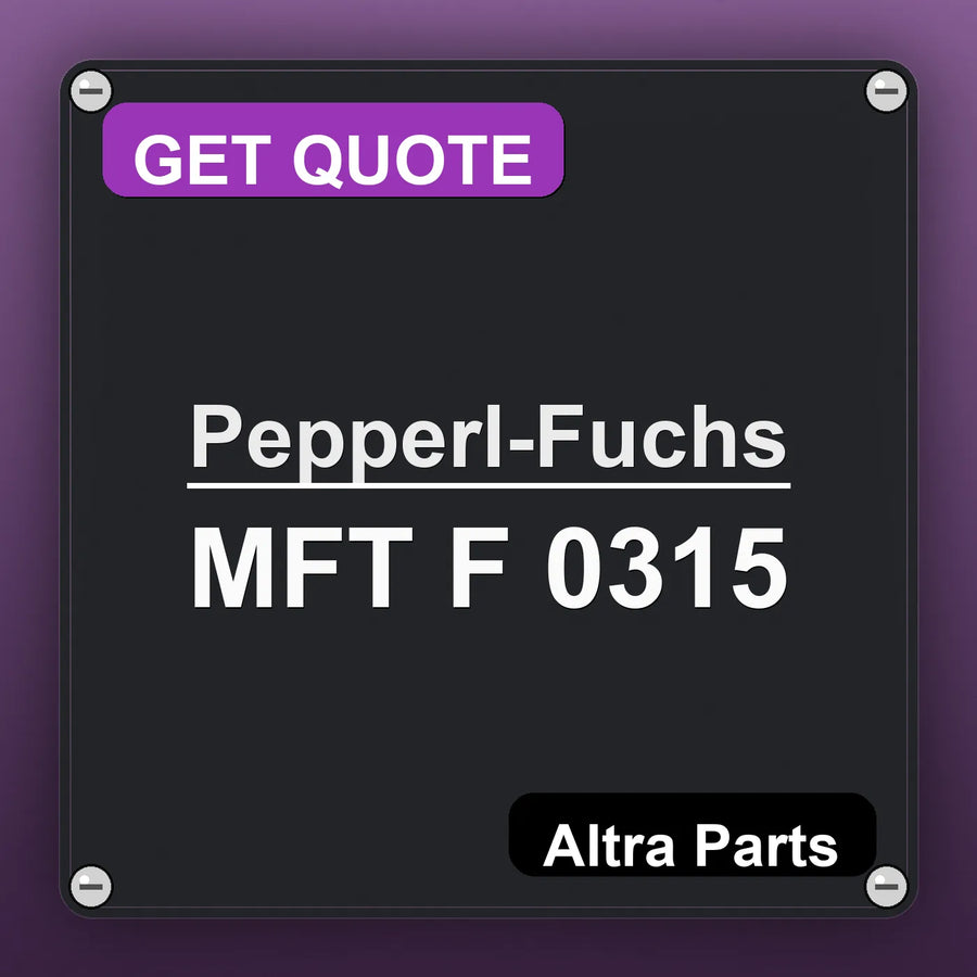 Pepperl-Fuchs MFT F 0315 industrial nameplate style image – Altra Parts. GET QUOTE.