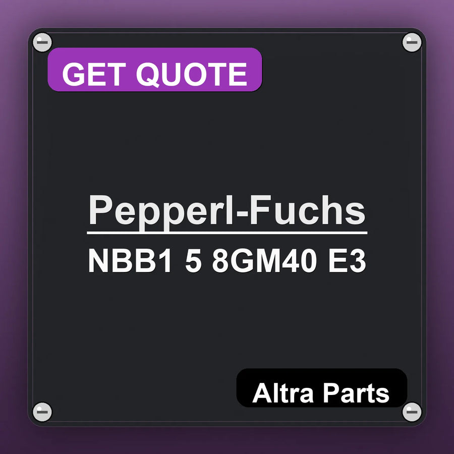 Pepperl-Fuchs NBB1 5 8GM40 E3 industrial nameplate style image – Altra Parts. GET QUOTE.