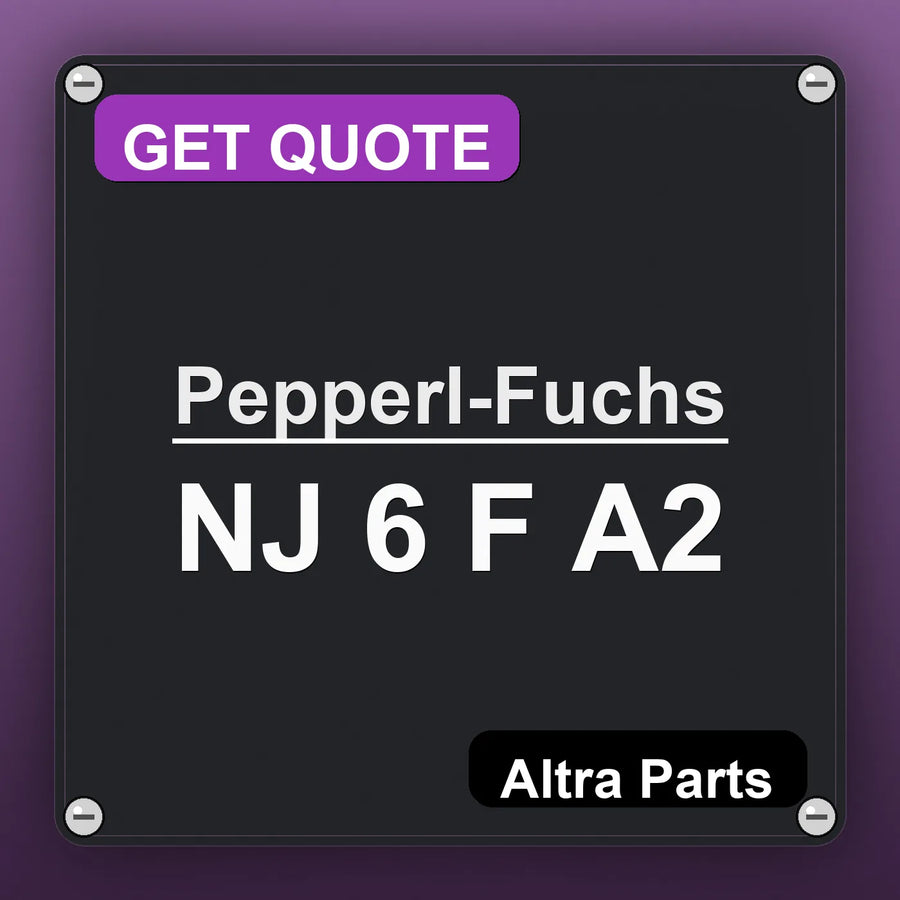 Pepperl-Fuchs NJ 6 F A2 industrial nameplate style image – Altra Parts. GET QUOTE.