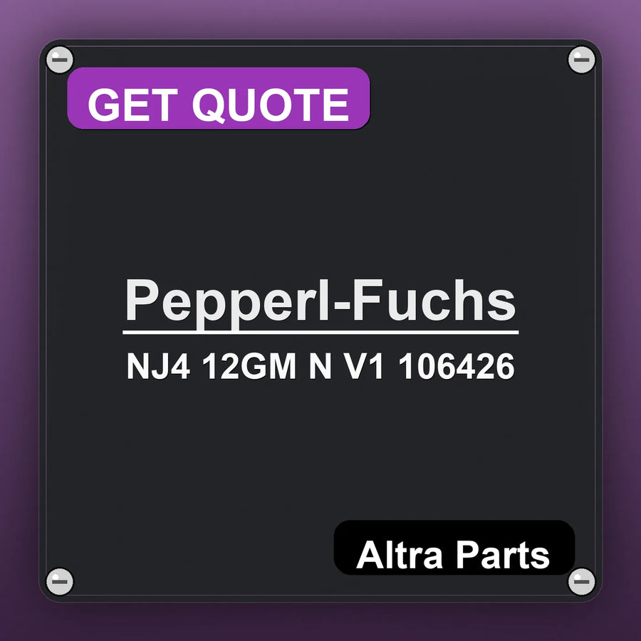 Pepperl-Fuchs NJ4 12GM N V1 106426 industrial nameplate style image – Altra Parts. GET QUOTE.