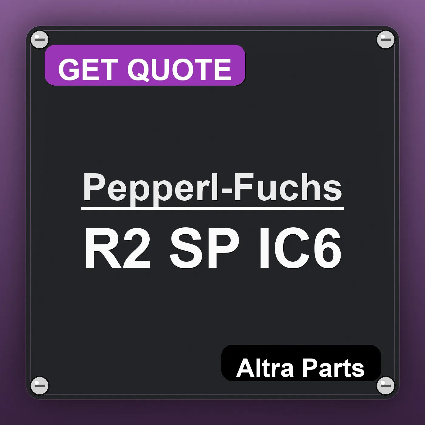Pepperl-Fuchs R2 SP IC6 industrial nameplate style image – Altra Parts. GET QUOTE.
