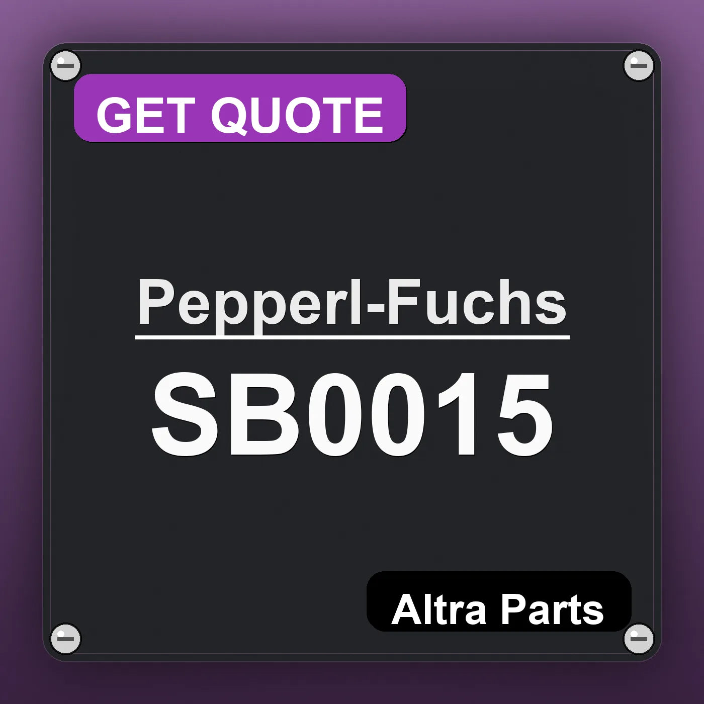 Pepperl-Fuchs SB0015 industrial nameplate style image – Altra Parts. GET QUOTE.