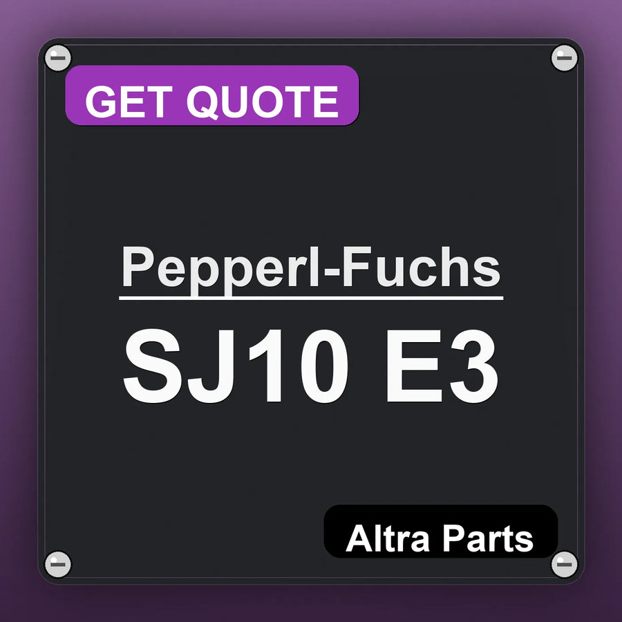 Pepperl-Fuchs SJ10 E3 industrial nameplate style image – Altra Parts. GET QUOTE.