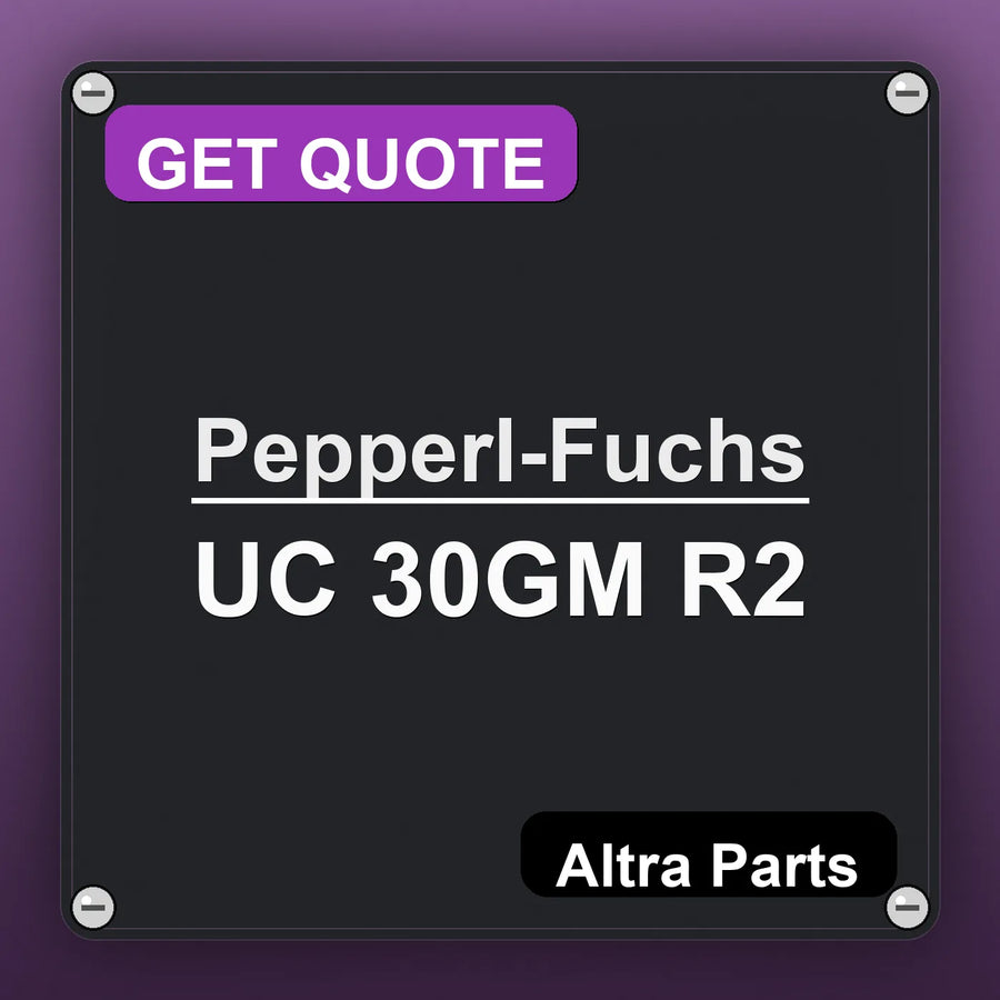 Pepperl-Fuchs UC 30GM R2 industrial nameplate style image – Altra Parts. GET QUOTE.