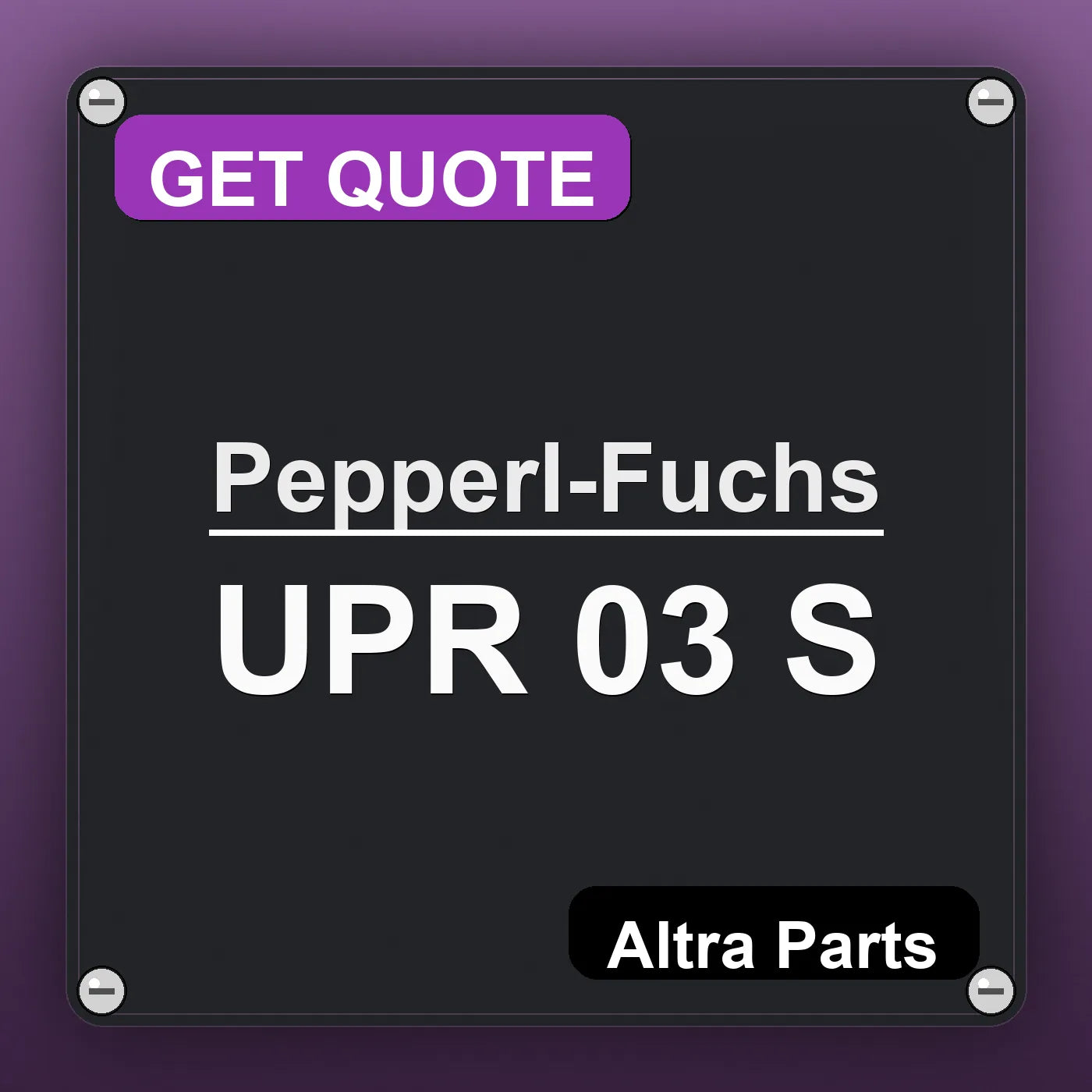 Pepperl-Fuchs UPR 03 S industrial nameplate style image – Altra Parts. GET QUOTE.