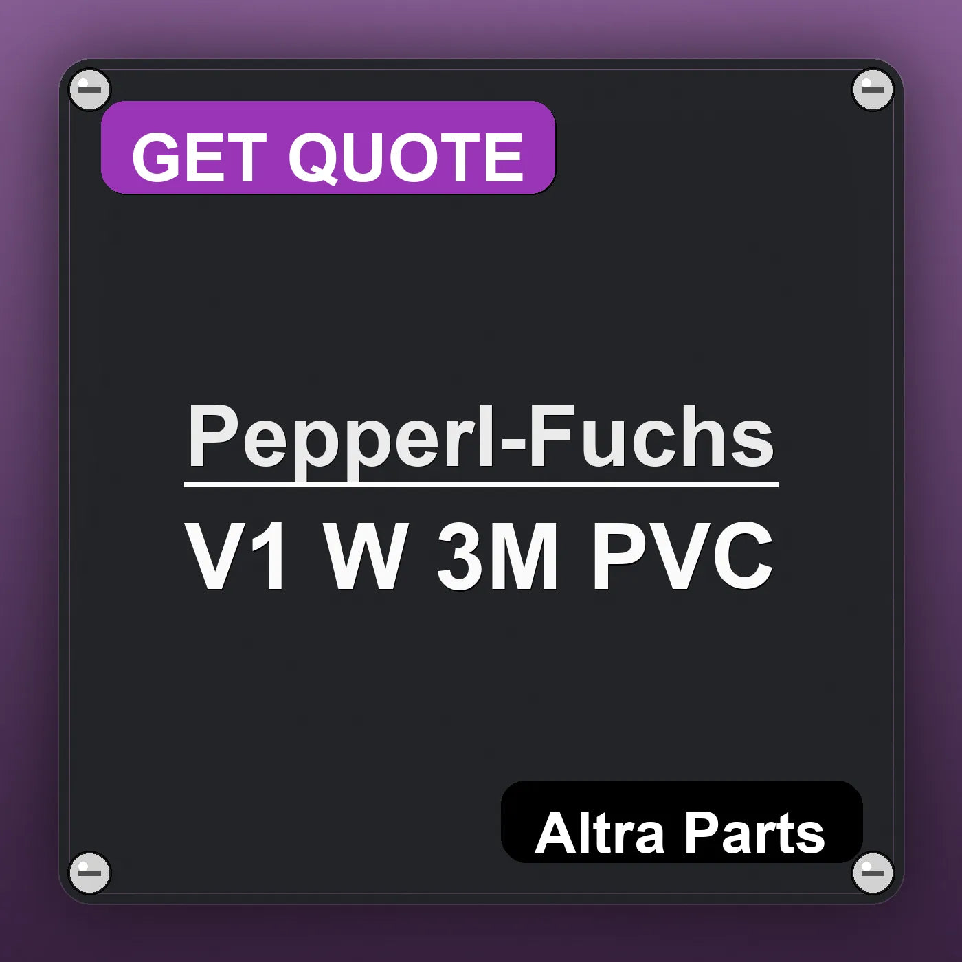 Pepperl-Fuchs V1 W 3M PVC industrial nameplate style image – Altra Parts. GET QUOTE.