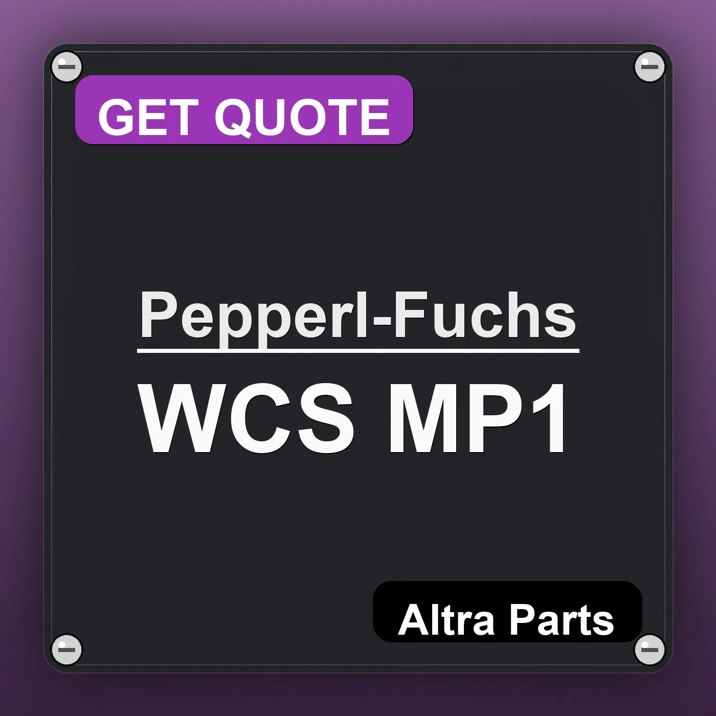 Pepperl-Fuchs WCS MP1 industrial nameplate style image – Altra Parts. GET QUOTE.