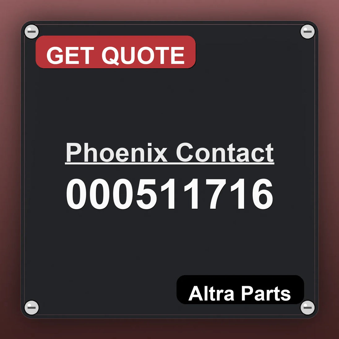 Phoenix Contact 000511716 industrial nameplate style image – Altra Parts. GET QUOTE.