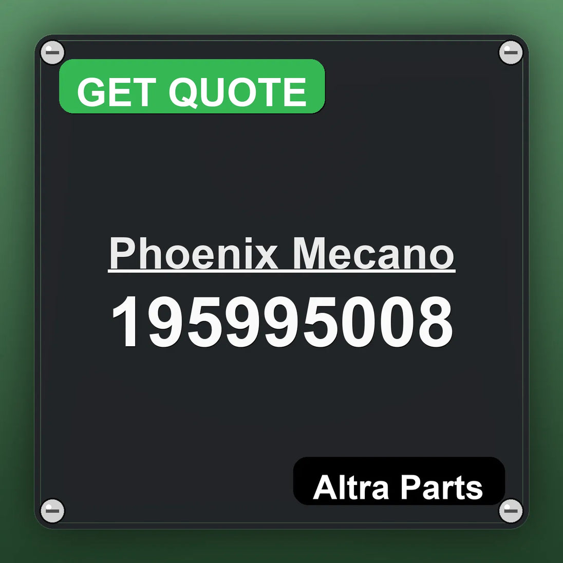 Phoenix Mecano 195995008 industrial nameplate style image – Altra Parts. GET QUOTE.