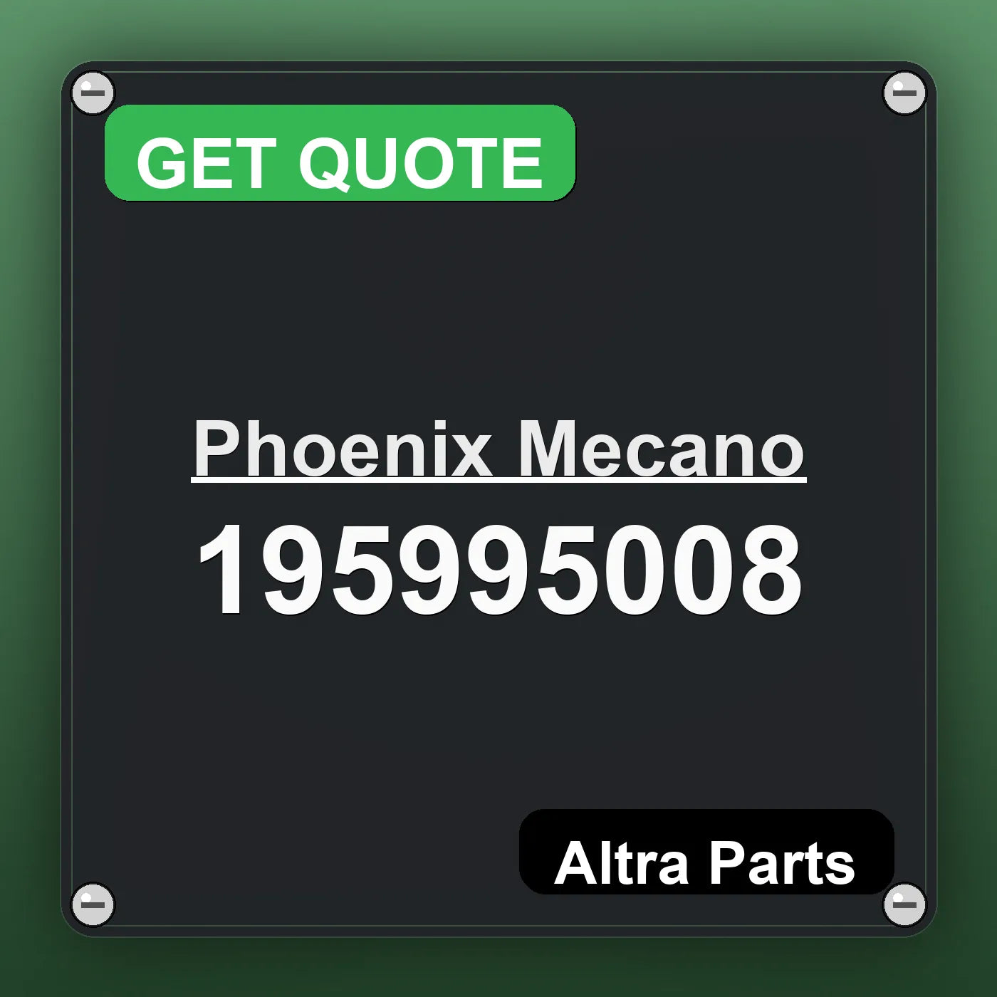 Phoenix Mecano 195995008 industrial nameplate style image – Altra Parts. GET QUOTE.