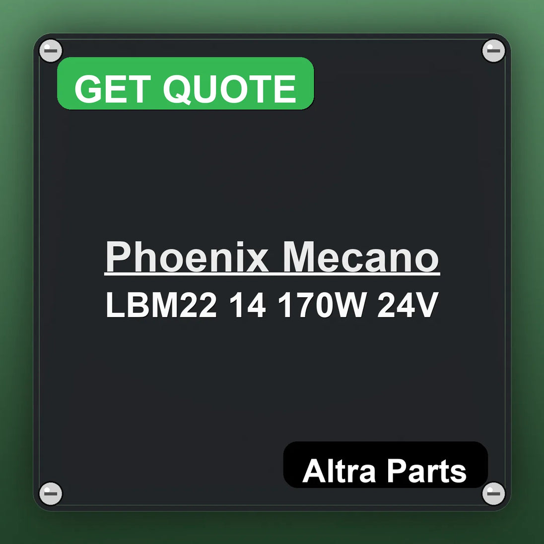Phoenix Mecano LBM22 14 170W 24V industrial nameplate style image – Altra Parts. GET QUOTE.