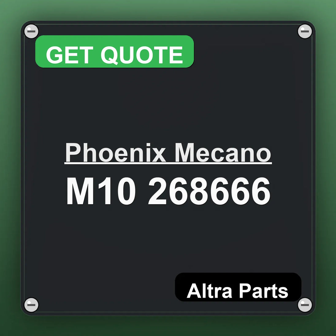 Phoenix Mecano M10 268666 industrial nameplate style image – Altra Parts. GET QUOTE.