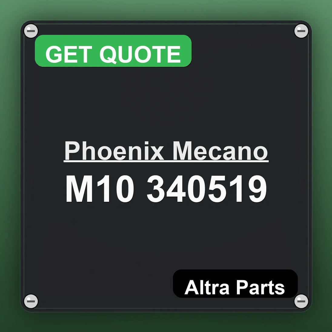Phoenix Mecano M10 340519 industrial nameplate style image – Altra Parts. GET QUOTE.