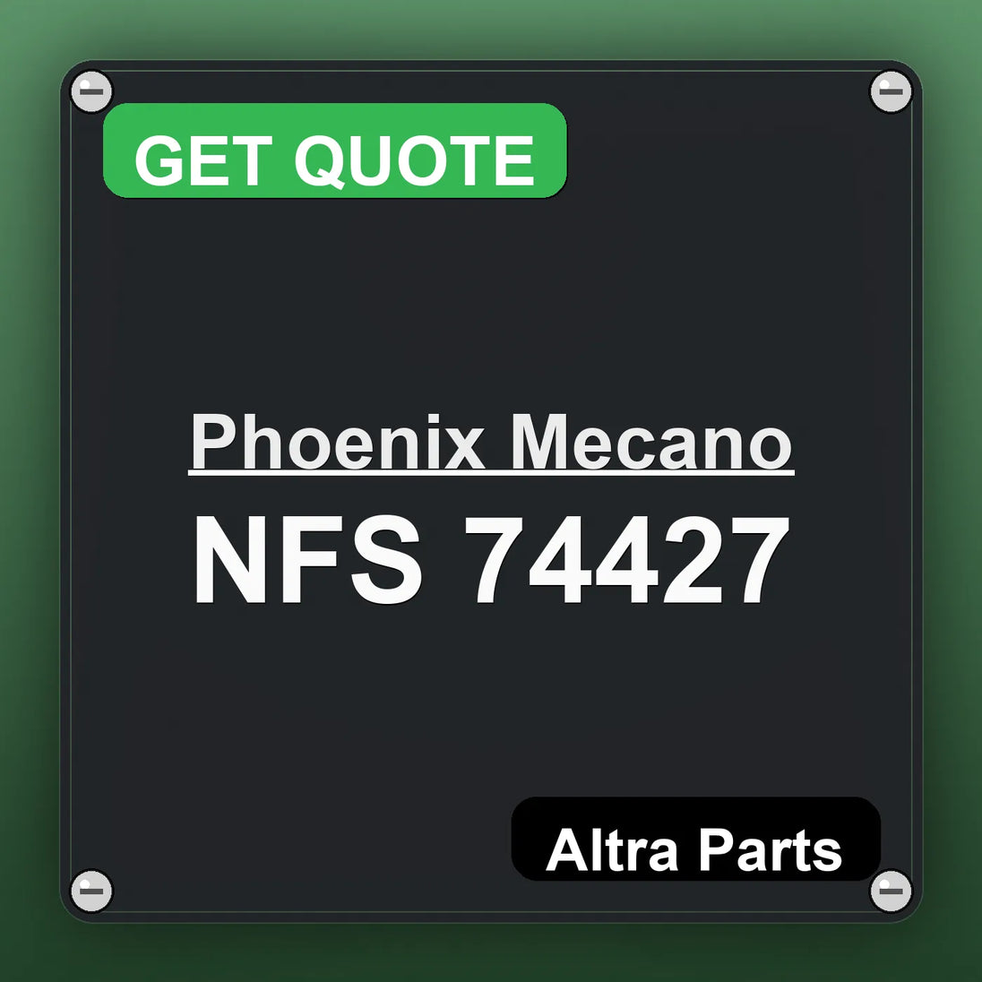 Phoenix Mecano NFS 74427 industrial nameplate style image – Altra Parts. GET QUOTE.