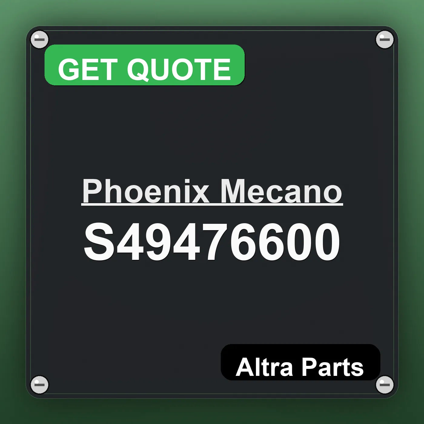 Phoenix Mecano S49476600 industrial nameplate style image – Altra Parts. GET QUOTE.